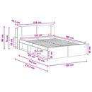 vidaXL Ágykeret tárolóval fejtámlával Antik Fa 135 x 190 cm Szerelt Fa