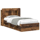 vidaXL Ágykeret tárolóval fejtámlával Antik Fa 75 x 190 cm Szerelt Fa
