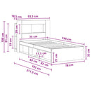 vidaXL Ágykeret tárolóval fejtámlával Fehér 75 x 190 cm Szerelt Fa