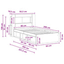 vidaXL Ágykeret tárolóval Betonszürke 80 x 200 cm Szerelt Fa