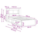 vidaXL Ágykeret tárolóval Füstös Tölgy 100 x 200 cm Szerelt Fa