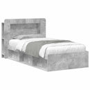 vidaXL Ágykeret tárolóval Betonszürke 90 x 200 cm Szerelt Fa