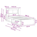 vidaXL Ágykeret tárolóval fejtámlával Antik Fa 90 x 200 cm Szerelt Fa