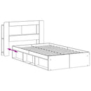 vidaXL Ágykeret tárolóval fejtámlával Antik Fa 120 x 190 cm Szerelt Fa