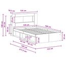 vidaXL Ágykeret tárolóval fejtámlával Antik Fa 120 x 190 cm Szerelt Fa