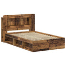 vidaXL Ágykeret tárolóval fejtámlával Antik Fa 120 x 200 cm Szerelt Fa
