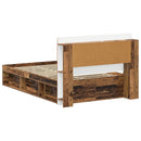 vidaXL Ágykeret tárolóval fejtámlával Antik Fa 120 x 200 cm Szerelt Fa