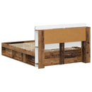 vidaXL Ágykeret tárolóval fejtámlával Antik Fa 135 x 190 cm Szerelt Fa