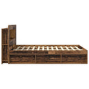vidaXL Ágykeret tárolóval fejtámlával Antik Fa 135 x 190 cm Szerelt Fa