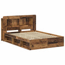 vidaXL Ágykeret tárolóval fejtámlával Antik Fa 140 x 190 cm Szerelt Fa