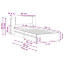 vidaXL Ágykeret tárolóval fiókkal Fekete 75 x 190 cm Szerelt Fa