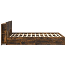 vidaXL Ágykeret tárolóval fiókkal Füstös Tölgy 135 x 190 cm Szerelt Fa