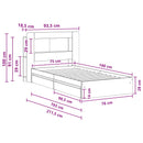 vidaXL Ágykeret tárolóval fiókkal Fekete 75 x 190 cm Szerelt Fa