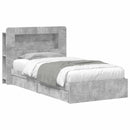 vidaXL Ágykeret tárolóval fiókkal Betonszürke 75 x 190 cm Szerelt Fa