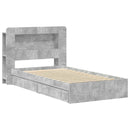 vidaXL Ágykeret tárolóval fiókkal Betonszürke 75 x 190 cm Szerelt Fa