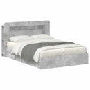 vidaXL Ágykeret tárolóval fiókkal Betonszürke 135 x 190 cm Szerelt Fa