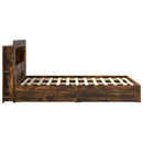 vidaXL Ágykeret tárolóval fiókkal Füstös Tölgy 135 x 190 cm Szerelt Fa