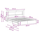 vidaXL Ágykeret tárolóval fiókkal Betonszürke 200 x 200 cm Szerelt Fa