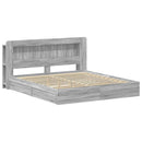 vidaXL Ágykeret tárolóval Szürke Sonoma 200 x 200 cm Szerelt Fa