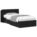 vidaXL Ágykeret tárolóval fejtámlával Fekete 75 x 190 cm Szerelt Fa