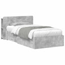 vidaXL Ágykeret tárolóval Betonszürke 75 x 190 cm Szerelt Fa