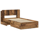 vidaXL Ágykeret tárolóval fejtámlával Antik Fa 80 x 200 cm Szerelt Fa