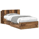 vidaXL Ágykeret tárolóval fejtámlával Antik Fa 90 x 190 cm Szerelt Fa