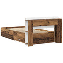 vidaXL Ágykeret tárolóval fejtámlával Antik Fa 90 x 190 cm Szerelt Fa