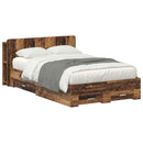 vidaXL Ágykeret tárolóval fejtámlával Antik Fa 120 x 190 cm Szerelt Fa