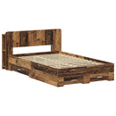 vidaXL Ágykeret tárolóval fejtámlával Antik Fa 120 x 190 cm Szerelt Fa