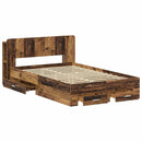 vidaXL Ágykeret tárolóval fejtámlával Antik Fa 120 x 190 cm Szerelt Fa