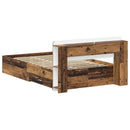vidaXL Ágykeret tárolóval fejtámlával Antik Fa 120 x 190 cm Szerelt Fa