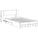 vidaXL Ágykeret tárolóval fejtámlával Antik Fa 120 x 190 cm Szerelt Fa
