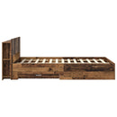 vidaXL Ágykeret tárolóval fejtámlával Antik Fa 120 x 190 cm Szerelt Fa