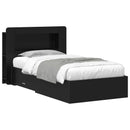 vidaXL Ágykeret tárolóval fejtámlával Fekete 75 x 190 cm Szerelt Fa
