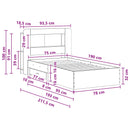 vidaXL Ágykeret tárolóval Betonszürke 75 x 190 cm Szerelt Fa