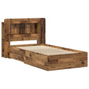 vidaXL Ágykeret tárolóval fejtámlával Antik Fa 80 x 200 cm Szerelt Fa
