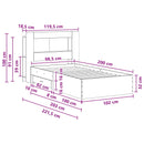 vidaXL Ágykeret tárolóval fejtámlával Antik Fa 100 x 200 cm Szerelt Fa