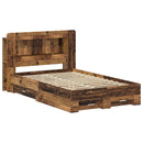 vidaXL Ágykeret tárolóval fejtámlával Antik Fa 120 x 190 cm Szerelt Fa