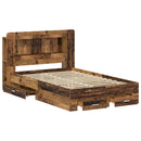 vidaXL Ágykeret tárolóval fejtámlával Antik Fa 120 x 190 cm Szerelt Fa