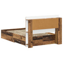 vidaXL Ágykeret tárolóval fejtámlával Antik Fa 120 x 190 cm Szerelt Fa