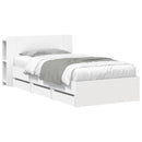 vidaXL Ágykeret tárolóval fejtámlával Fehér 75 x 190 cm Szerelt Fa