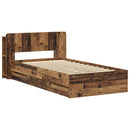 vidaXL Ágykeret tárolóval fejtámlával Antik Fa 80 x 200 cm Szerelt Fa