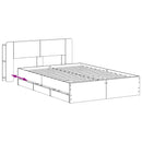 vidaXL Ágykeret tárolóval és fejtámlával Füstös Tölgy 135 x 190 cm