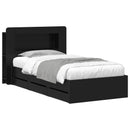 vidaXL Ágykeret tárolóval fejtámlával Fekete 75 x 190 cm Szerelt Fa
