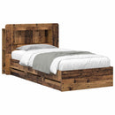 vidaXL Ágykeret tárolóval fejtámlával Antik Fa 80 x 200 cm Szerelt Fa
