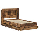 vidaXL Ágykeret tárolóval fejtámlával Antik Fa 80 x 200 cm Szerelt Fa