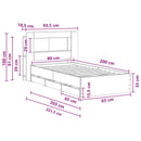 vidaXL Ágykeret tárolóval és fejtámlával Fehér 80 x 200 cm Szerelt Fa