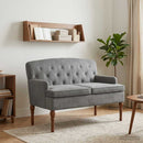 vidaXL Gombra tűzött loveseat Sötétszürke 111 x 65 x 79 cm Bársony