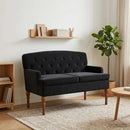 vidaXL Gombra tűzött loveseat Fekete 111 x 65 x 79 cm Bársony